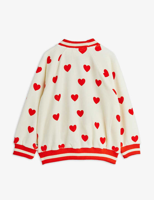 Mini Rodini Hearts Aop Velour Baseball Cardigan