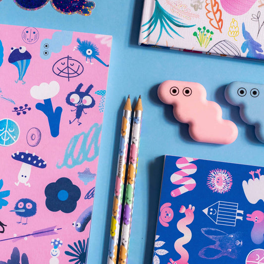 Studio Arhoj's fun expressive pencils perfect for gifting and to bring a little bit of fun and whimsy to your office space. Bring along with you in a pencil case or display in a glazed pen holder. Get from Huset Shop in Venice Beach. Studio Arhoj is Scandinavian design with Japanese inspiration.