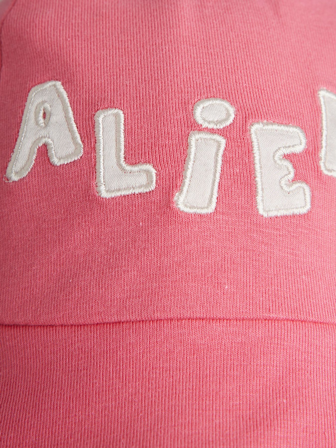 Pink Fabric with 'ALIEN' text in white on a pink background