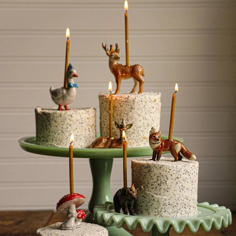 Animal Cake Toppers, Duck, Deer, Fox, Bear, Mushroom Birthday, Ceramic, Celebration, Gift Ideas, Cute, Camp Hollow