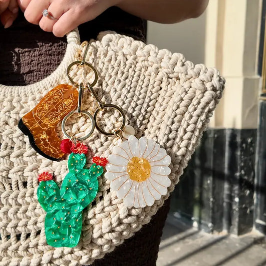 Hand-Painted Keychain, Bag Charm, Fun, Decorative, Accessories, Scandinavian Modern Design, Huset, Add some charm to your keys with these Hand-Painted Keychains, crafted from eco-friendly cellulose acetate. Featuring design on both sides and packaged in premium, plastic-free materials. Quirky, stylish, and environmentally friendly.