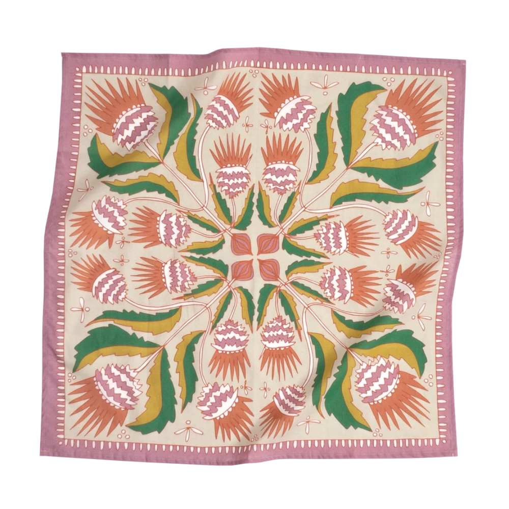Bandanas that have gorgeous color schemes with fun decorative floral elements that will look great on an person. Bandanas are incredibly versatile for styling and these are 100% cotton. Find these at Huset Shop on Abbot Kinney in Venice Beach California a scandinavian store for everything you want to shop.