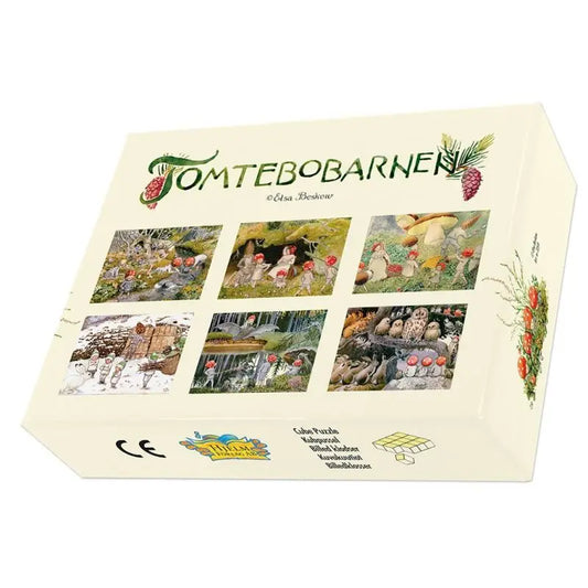 Box of 'Tomtebobarnen' with illustrations on a white background