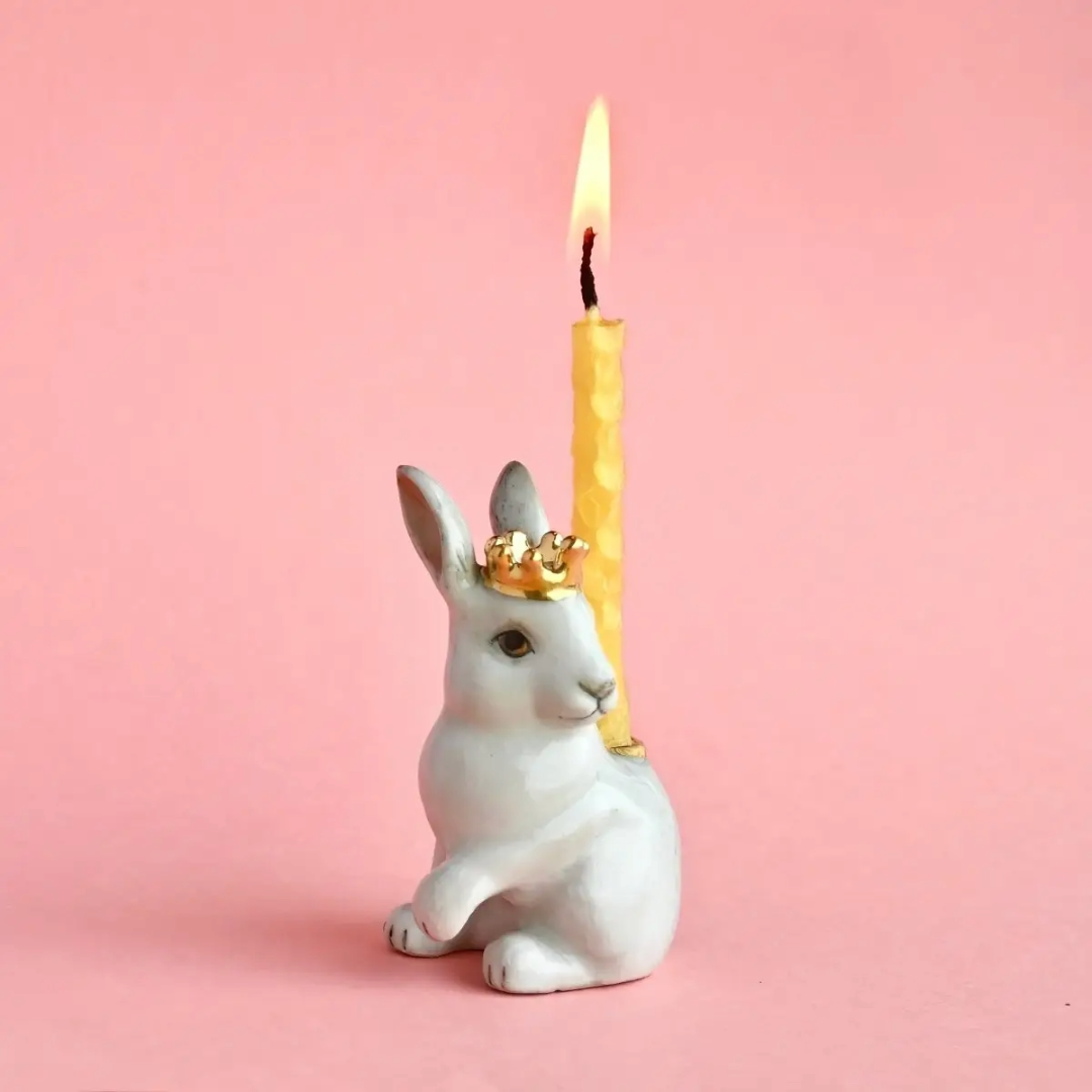 Royal White Rabbit, Camp Hollow, Animal Birthday Candle, Cake Topper