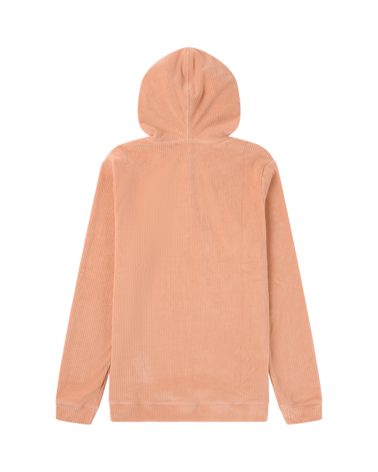 Beige corduroy hoodie on a white background