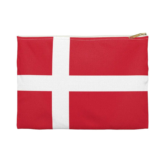 The Denmark flag flat pouches make excellent pencil cases and cosmetic travel bags. They are constructed of a durable material with a zipper closure. You can bring a touch of the homeland with you anywhere you go with pride. Also makes a great gift to anyone with Scandinavian heritage.