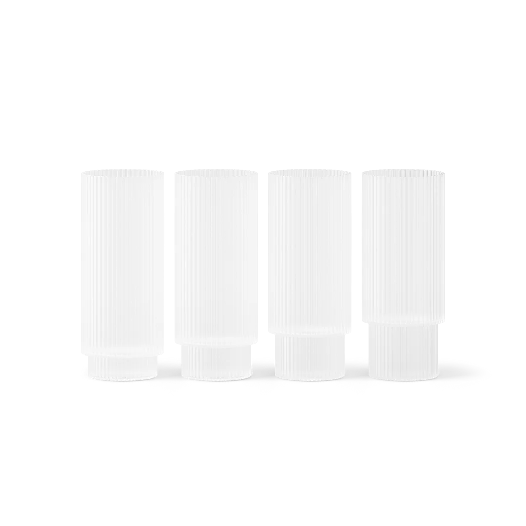 Ferm Living Long Ripple Glasses (Set of 4)