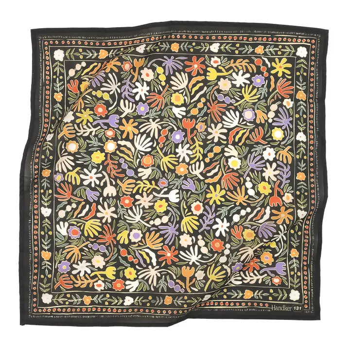 Bandanas that have gorgeous color schemes with fun decorative floral elements that will look great on an person. Bandanas are incredibly versatile for styling and these are 100% cotton. Find these at Huset Shop on Abbot Kinney in Venice Beach California a scandinavian store for everything you want to shop.