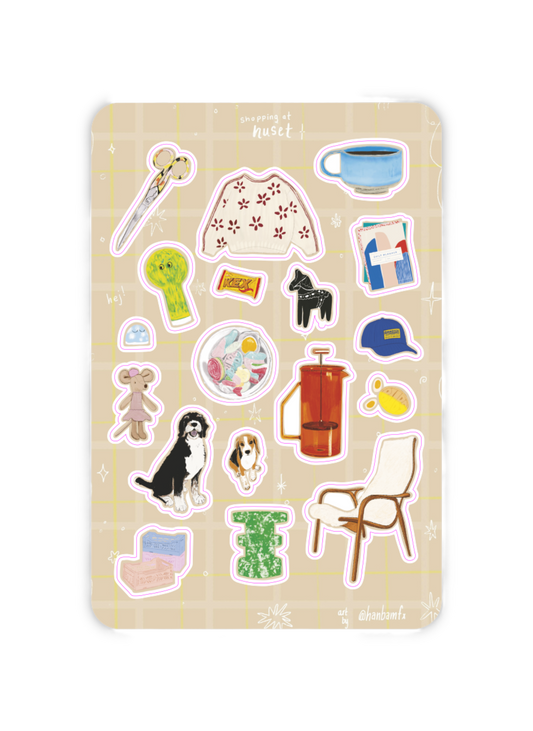 swedish candy sticker sheet designed by hannah stokes a graphic designer for huset shop a scandinavian store in los angeles in venice california. bubs candy, artsy, crafty, collection, journaling, crafty girls spots in la, waterproof, for laptops, water bottles, decorating your phone, show your personality, cute, trendy