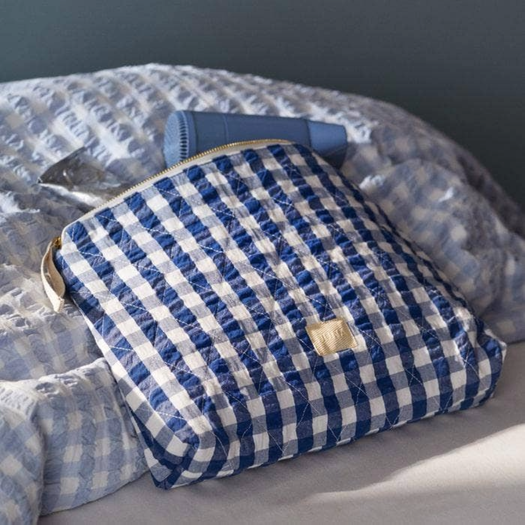 Bæk&Bølge Karla Toiletry Bag, Danish Design, Gingham, Pattern, Cotton