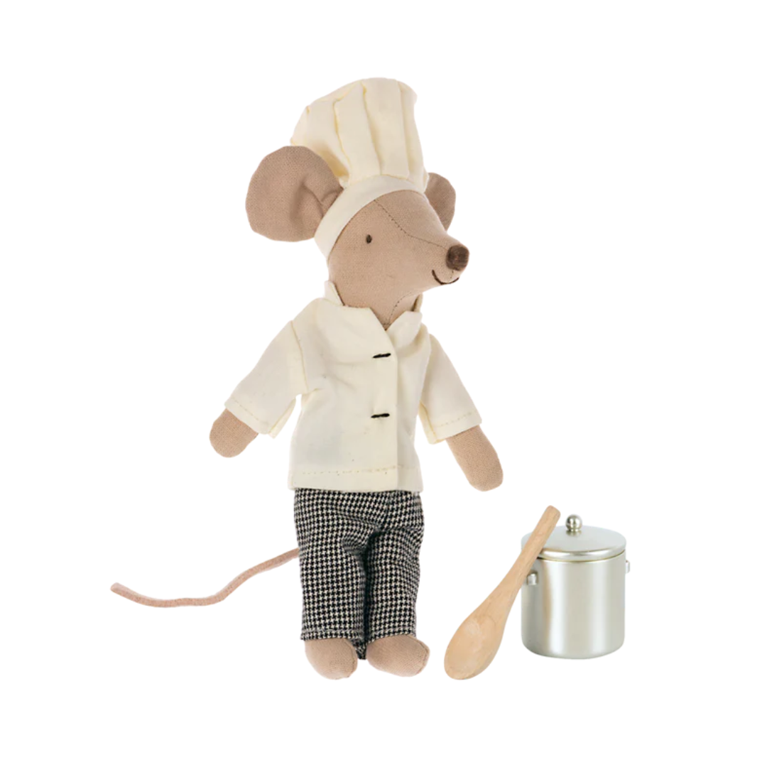 Maileg Chef Mouse with Soup Pot and Spoon
