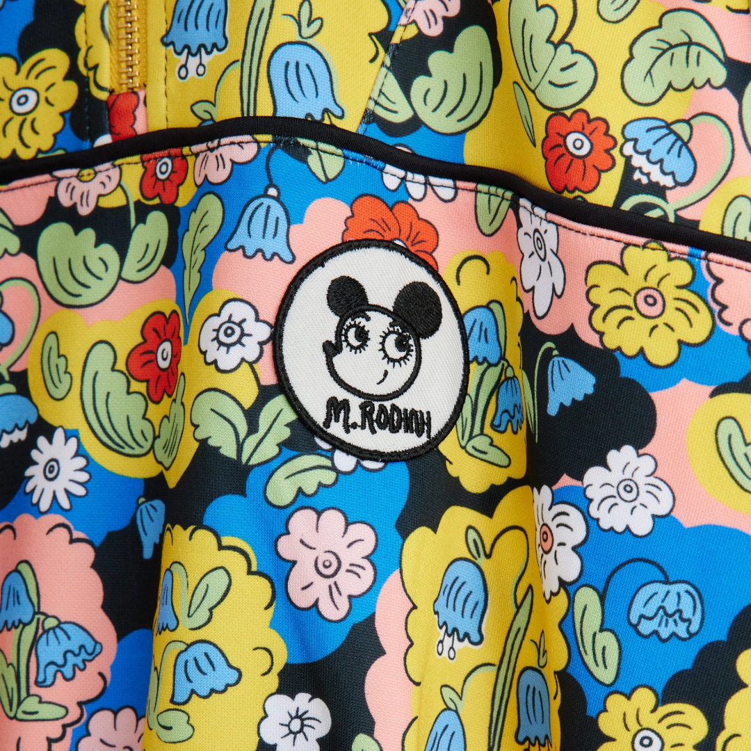 This pattern reminds us of the Japanese colorful graphic art with lots of eye catching detail, but it is a new Mini Rodini pattern for their Fall Collection. It includes an embroidered Mini Rodini patch.