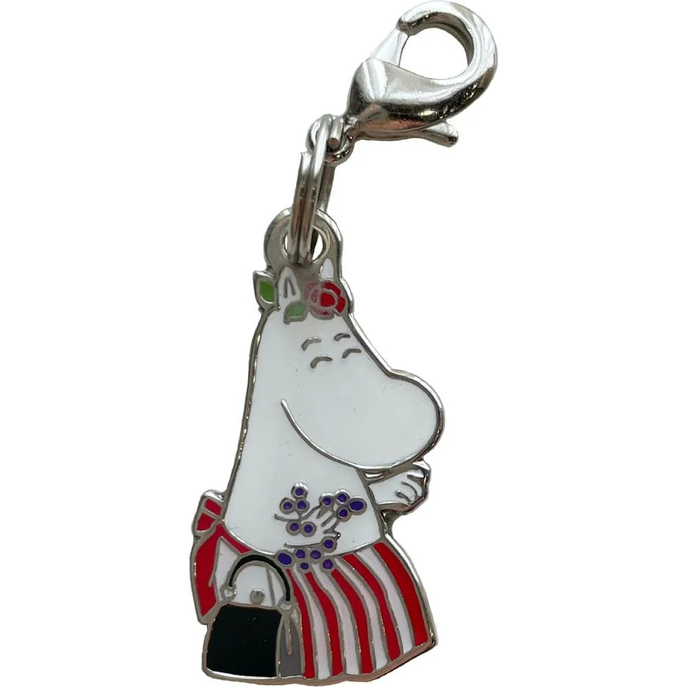 Moominmama charm she looks very happy and sweet with her apron and flowers in her hair.