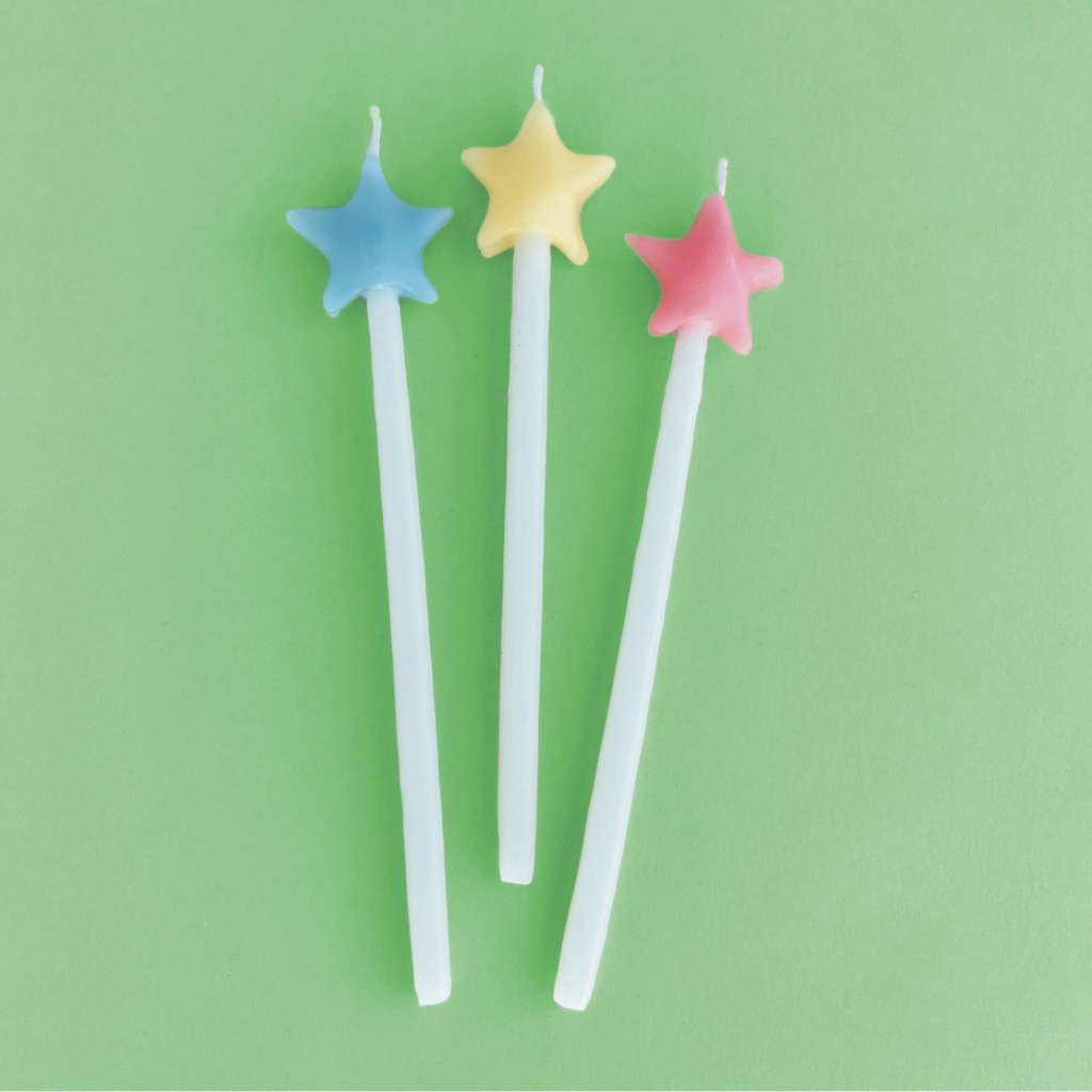 Muti-Colored Star Shaped Birthday Candle Set (x3)