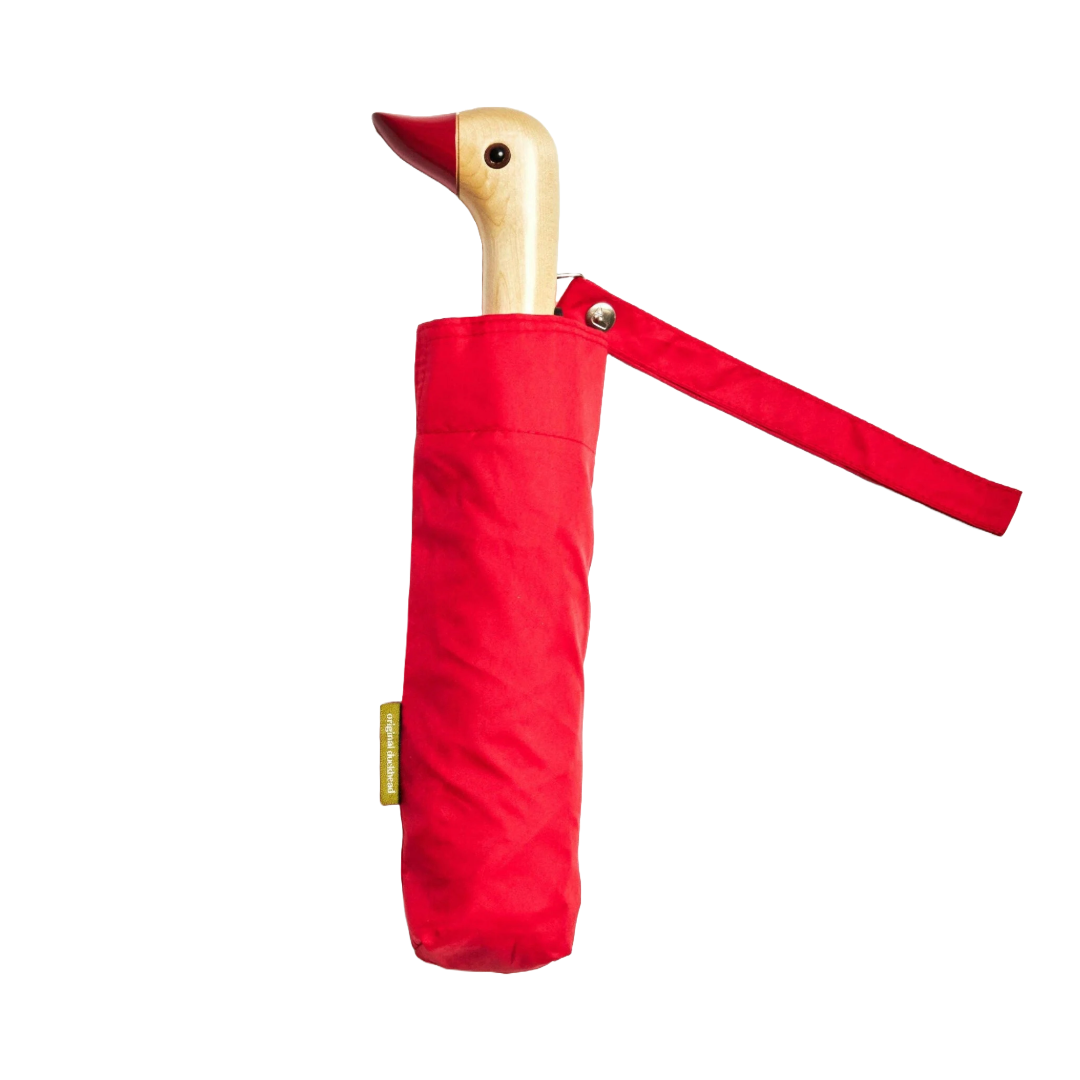 Original Duckhead USA Umbrella, Colorful, Pattern, Best-Rated, Wooden Handle, Lightweight, Compact, Travel, Spring Summer, Best Seller, Gift Idea, Red