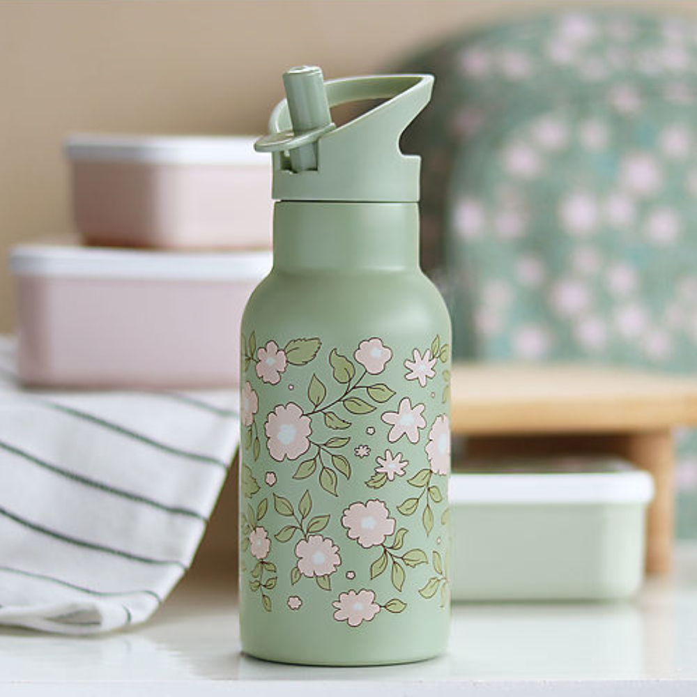 A Little Lovely Stainless Steel Drink Bottle Sage Green