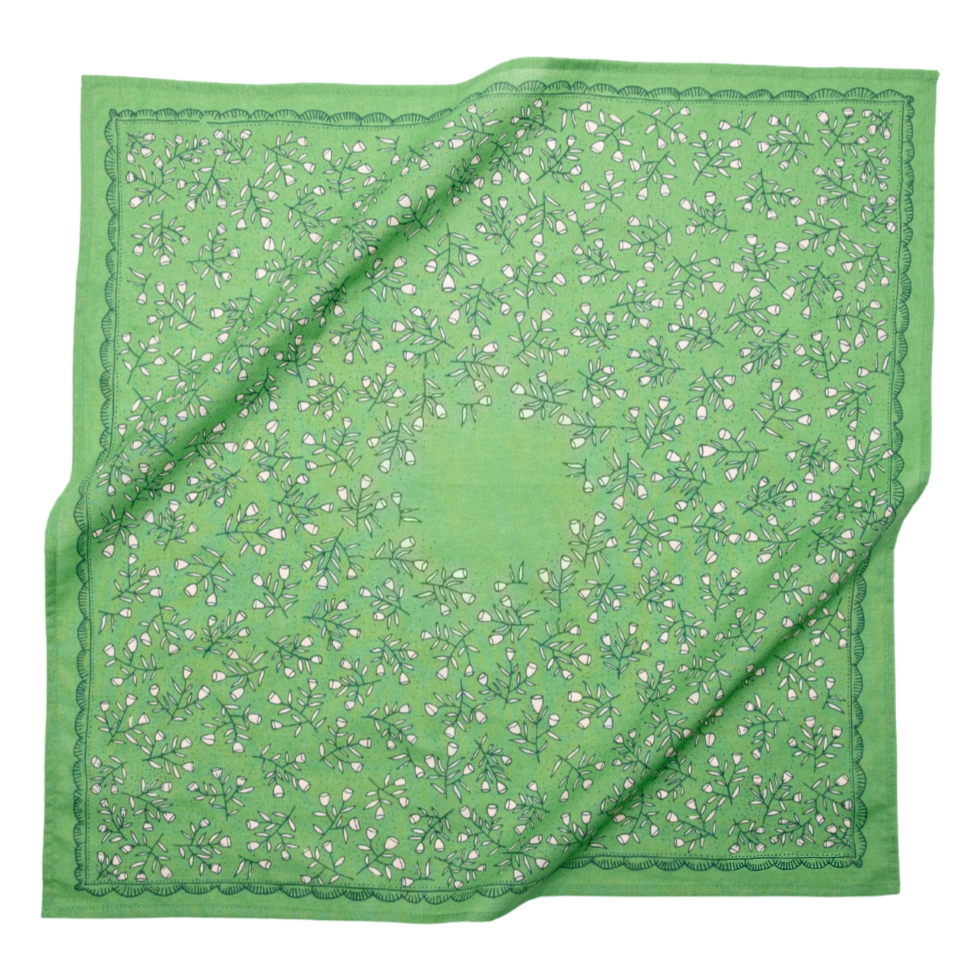 Bandanas that have gorgeous color schemes with fun decorative floral elements that will look great on an person. Bandanas are incredibly versatile for styling and these are 100% cotton. Find these at Huset Shop on Abbot Kinney in Venice Beach California a scandinavian store for everything you want to shop.