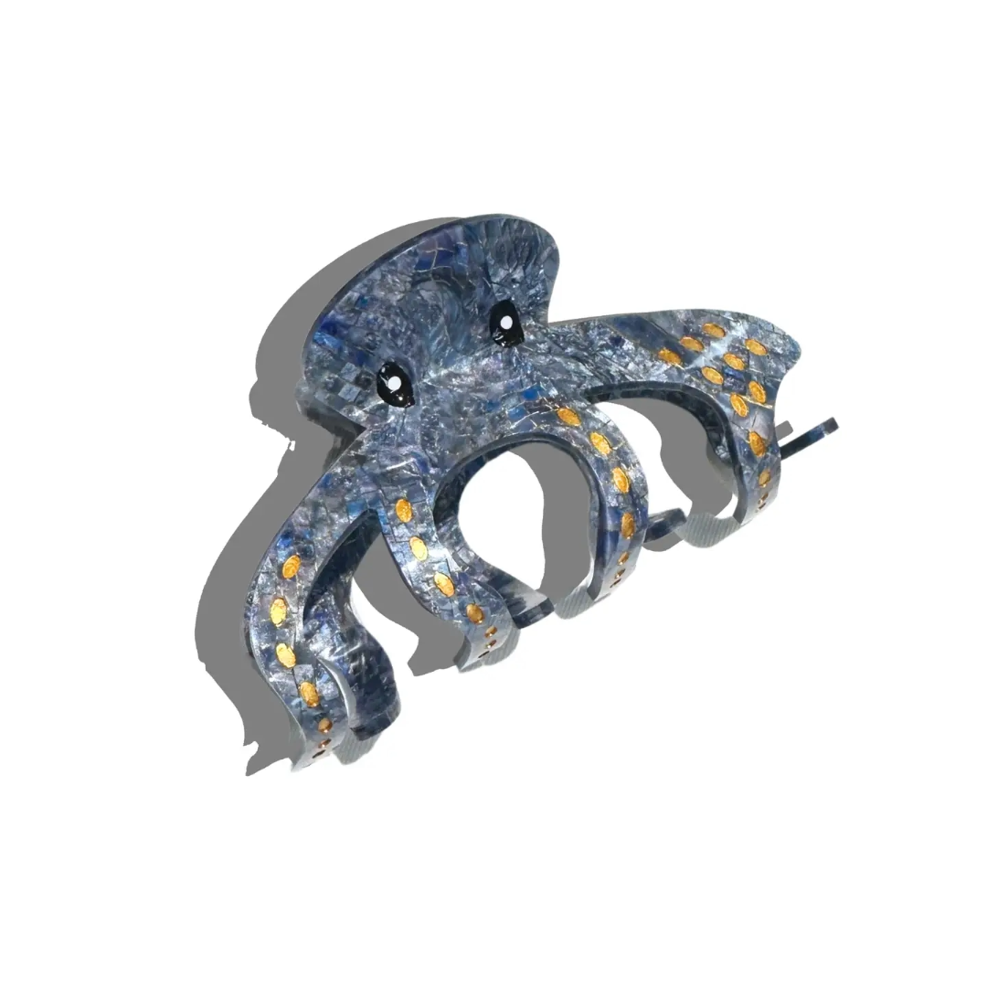 Hand Painted Claw Hairclips, Eco-Friendly, Scandi Design, Fun Hair Acessories, Octopus Blue