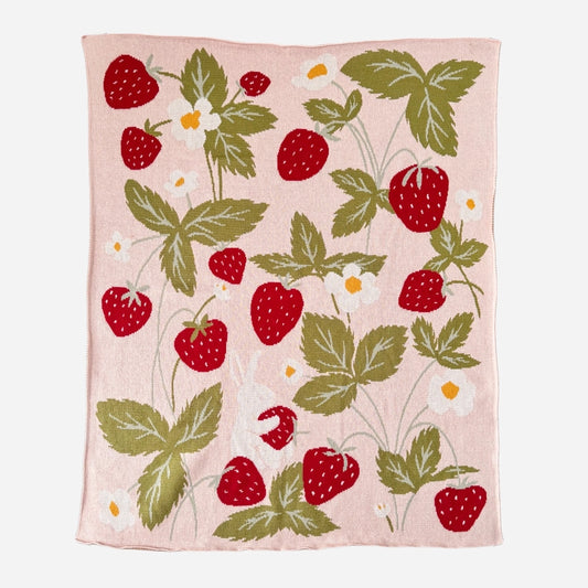 This sweet Strawberry blanket, hat, and rattle makes the sweetest gift for your little bunny. Made from 100% Cotton, these strawberry styles are cozy and cute perfect for a baby shower gift. Huset Shop in Venice Beach.