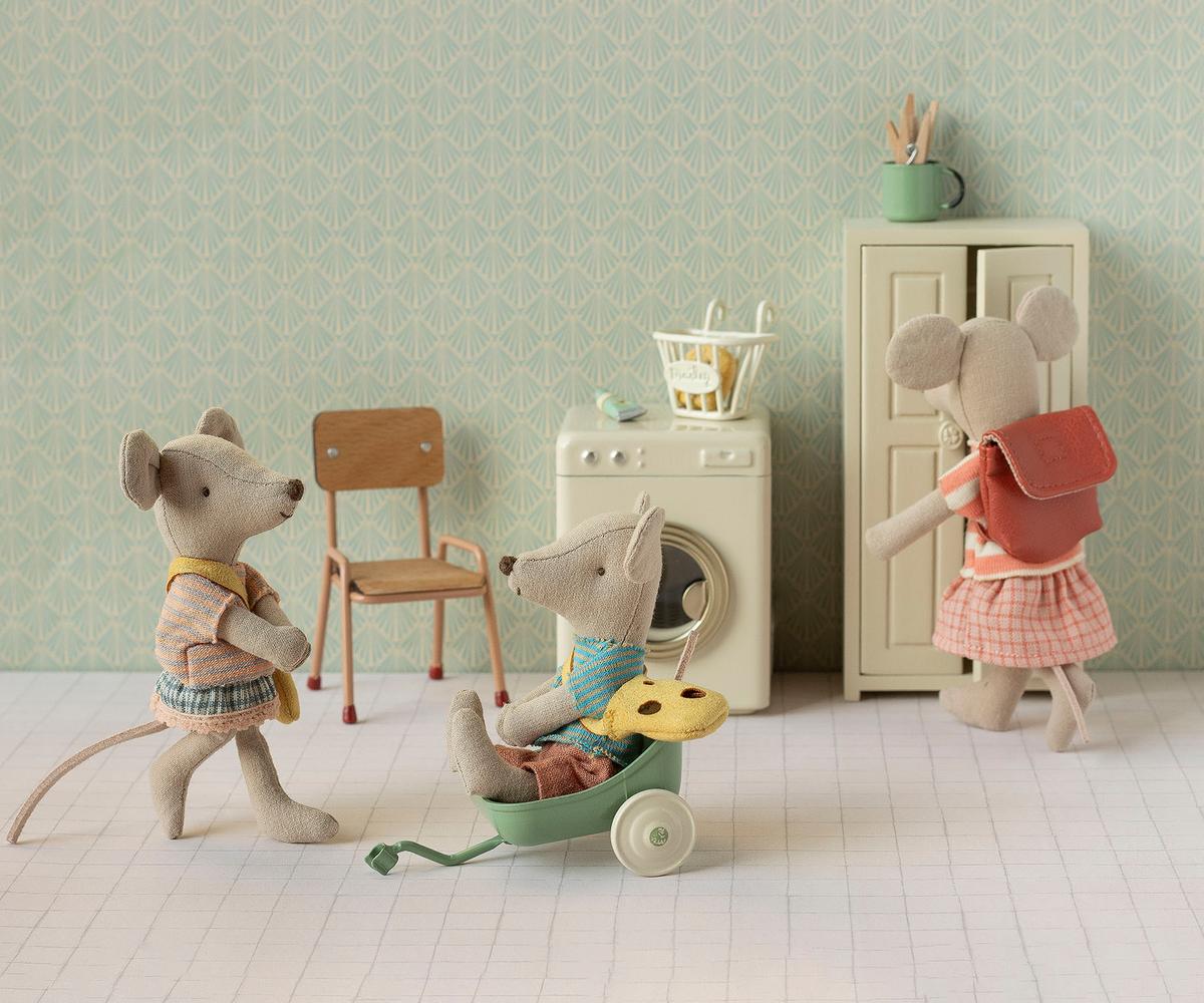 Maileg Little Sister & Brother Mouse with Bag