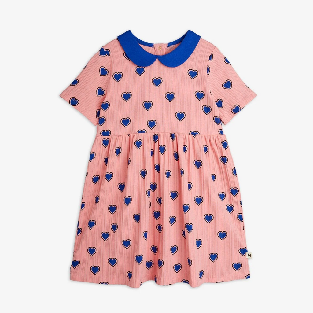 Mini Rodini Outlined Hearts Short Sleeve Dress