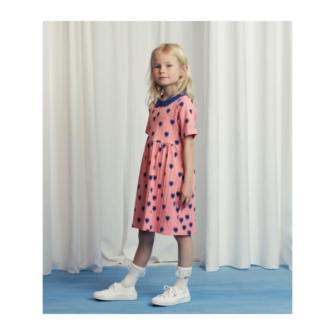 Mini Rodini Outlined Hearts Short Sleeve Dress