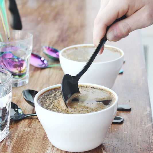 What is cupping? It’s a way to evaluate coffee quality. Cupping is favored by coffee professionals because it’s an easy way to taste multiple coffees at once. Find these spoons at Huset a Scandinavian store on Abbot Kinney