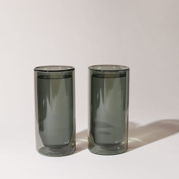 YIELD Double-Walled Glass Tumblers, Set of 2, Tall or Short Sizes