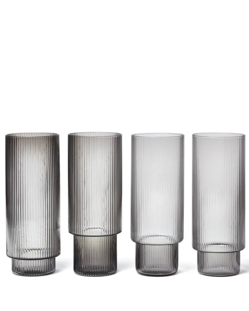 Ferm Living Long Ripple Glasses (Set of 4)