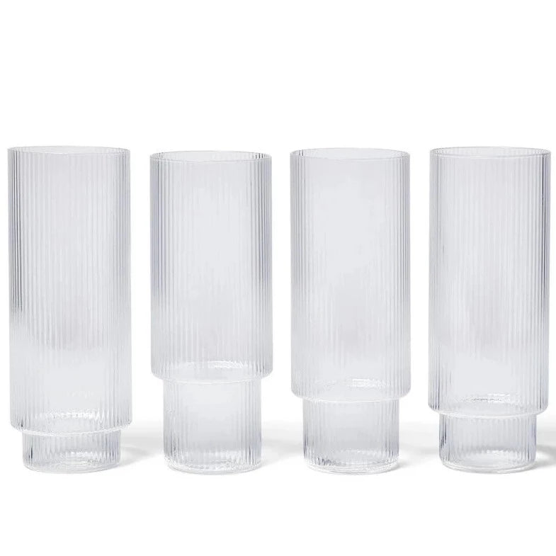 Ferm Living Long Ripple Glasses (Set of 4)