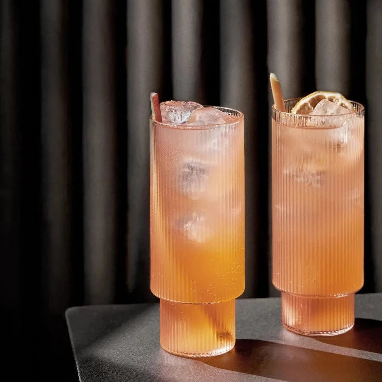 Ferm Living Long Ripple Glasses (Set of 4)