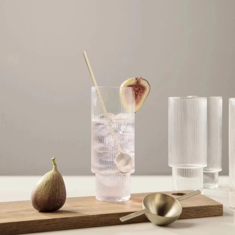 Ferm Living Long Ripple Glasses (Set of 4)