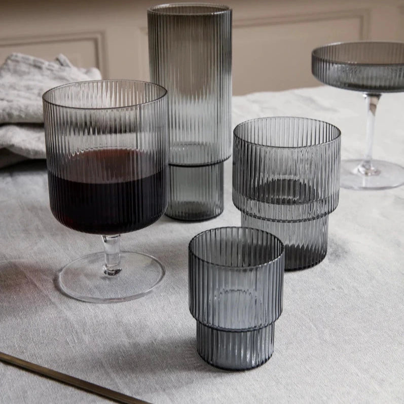Ferm Living Long Ripple Glasses (Set of 4)