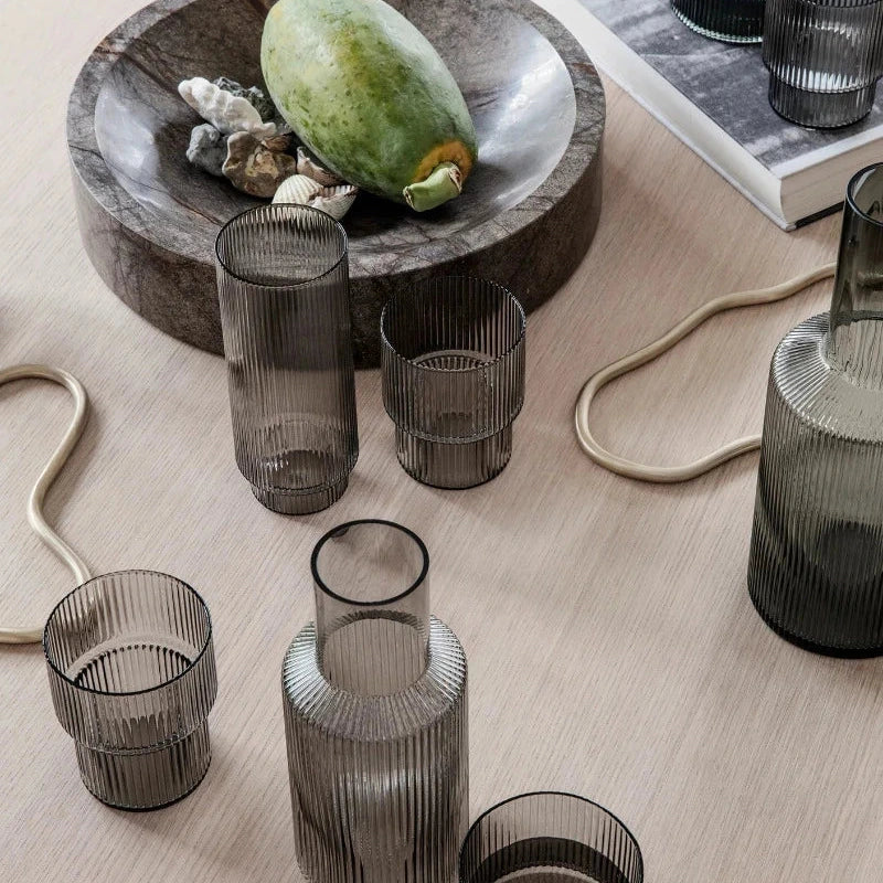 Ferm Living Long Ripple Glasses (Set of 4)