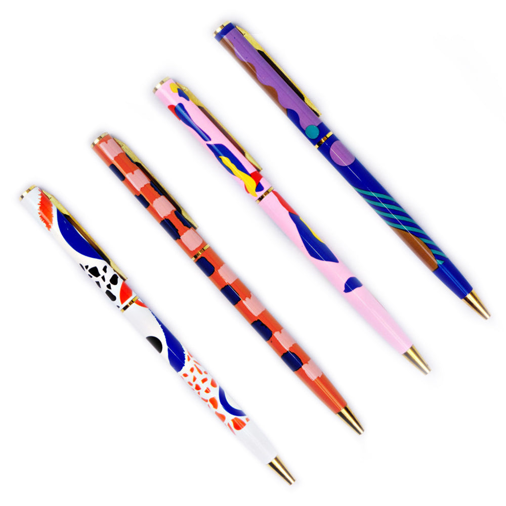 Style-conscious stationery shoppers
Fashion-inspired gifts
Customers looking for eco-friendlier writing tools
Retailers after stationery with “statement piece” energy
Specs:
Slimline metal body with olive + blue check print on cream
Gold plated (no tarnish, all luxe)
Black, fineline ballpoint ink
Refillable (refills sold separately)
wholesale pens, refillable pens wholesale, designer stationery wholesale, check print pen, stylish desk accessories, eco-friendly pen wholesale, slimline pens, fashion