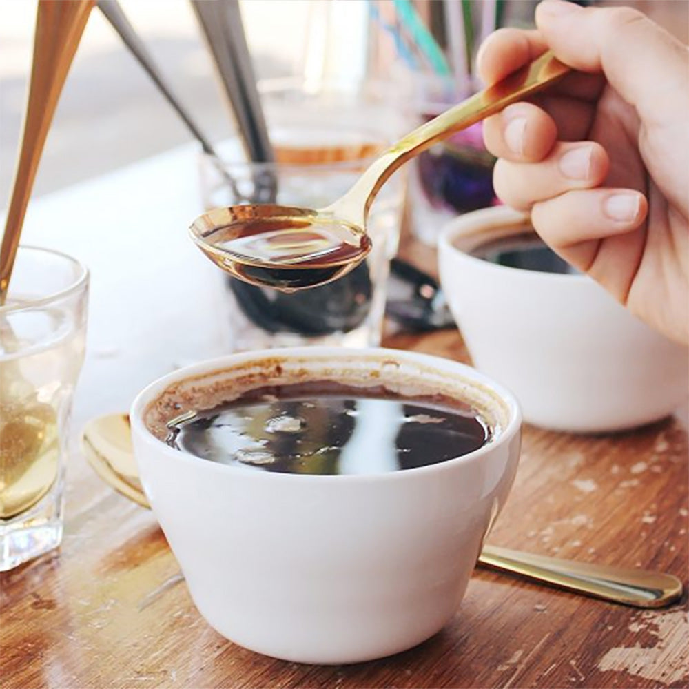 What is cupping? It’s a way to evaluate coffee quality. Cupping is favored by coffee professionals because it’s an easy way to taste multiple coffees at once. Find these spoons at Huset a Scandinavian store on Abbot Kinney