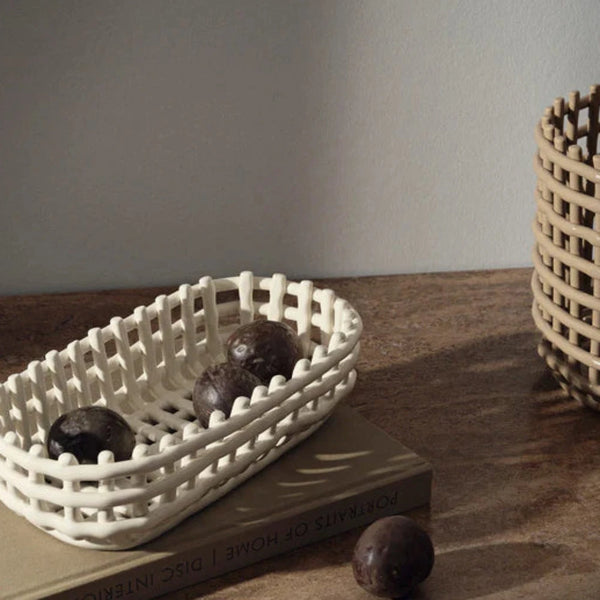 Ferm Living Ceramic Oval Woven Basket 1