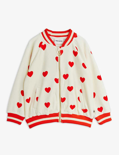 Mini Rodini Hearts Aop Velour Baseball Cardigan
