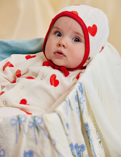 Mini Rodini Hearts Aop Velour Baby Jumpsuit