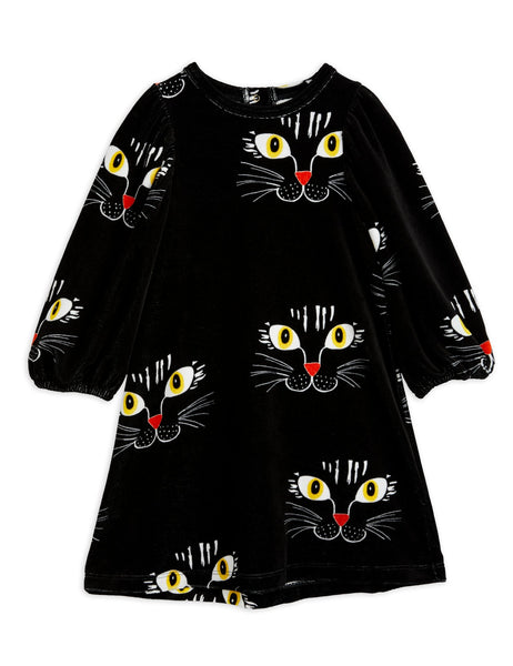 Mini Rodini Cat Face Velour Dress