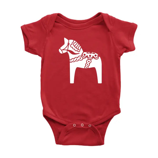 Swedish Dala Horse Baby Bodysuit