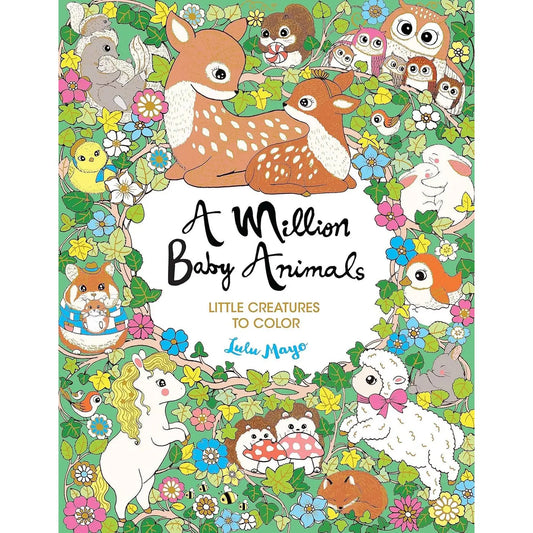 Book cover of 'A Million Baby Animals' with illustrations of various animals and flowers.