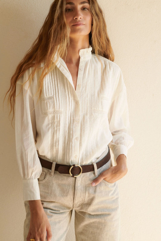 Bohemian and Casual White Lace Blouse perfect and airy for summer and springtime or vacations. The delicate touches like the bunching on the sleeves bring nice tailoring to the whole top. 