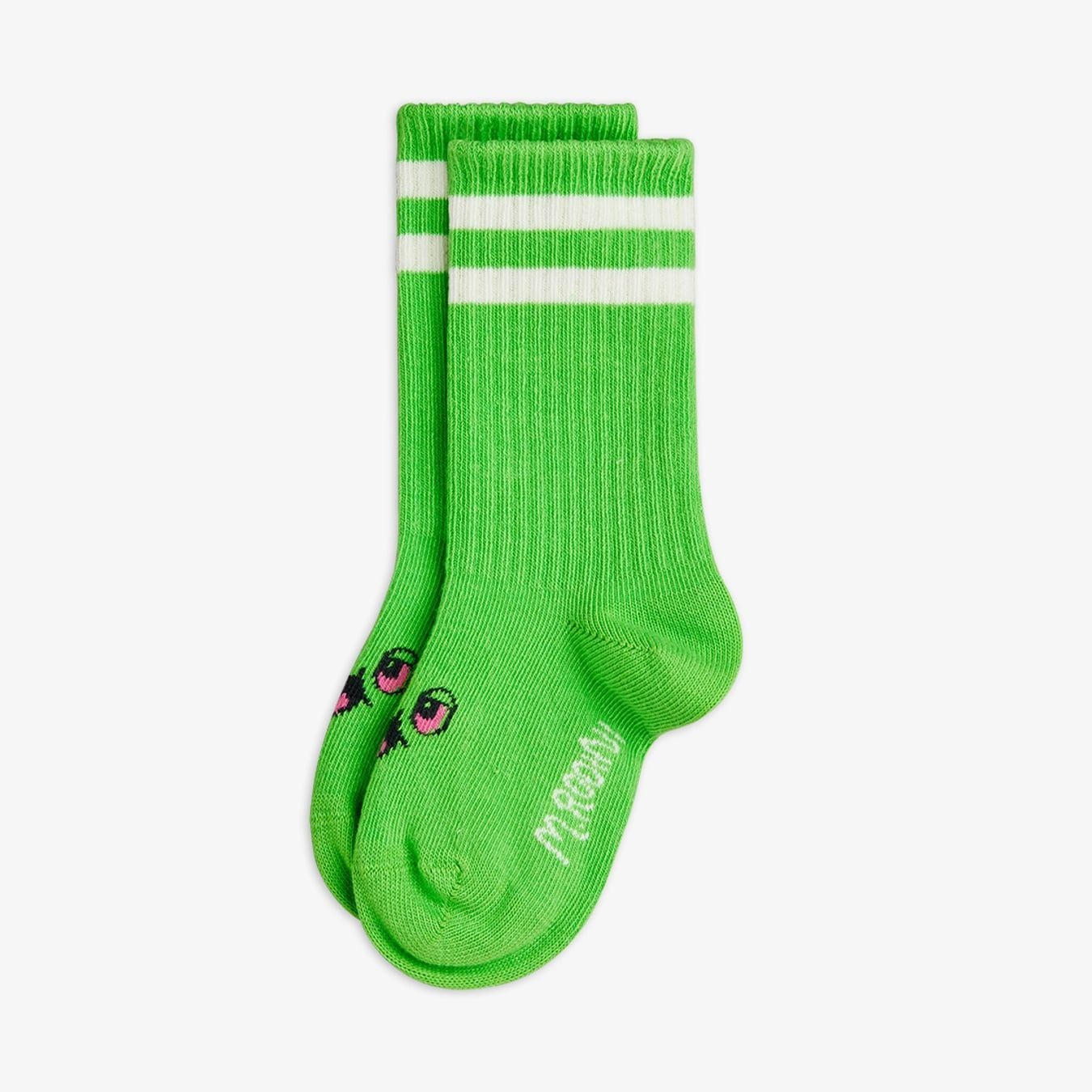 Baby socks made from 80% organic cotton, 18% recycled polyamide and 2% elastane.&nbsp;