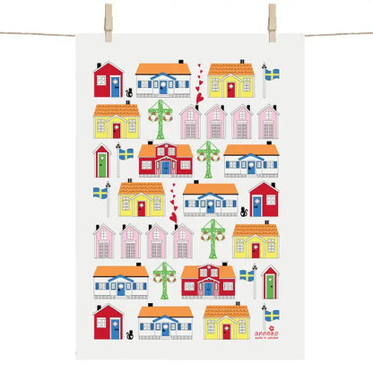 Anneko Design Sweden Tea Towels, Kitchen Towel, Cotton, Linen, Made in Sweden, Swedish Icons, Cottages, Made in Sweden