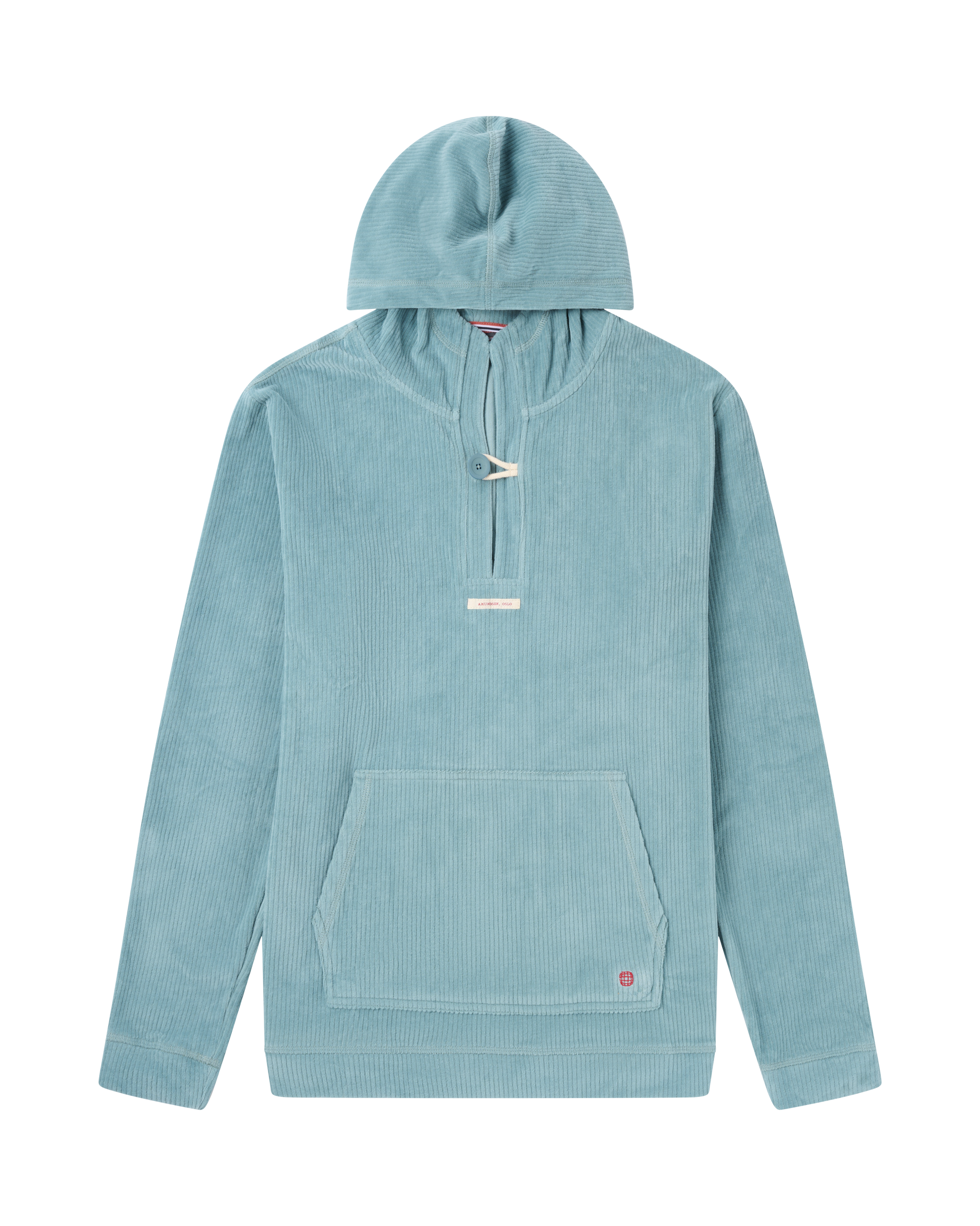 Light blue hooded sweatshirt on a white background