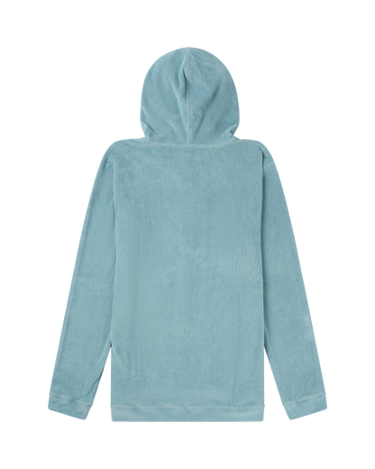 Light blue hooded towel on a white background