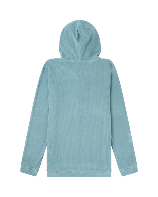 Light blue hooded towel on a white background