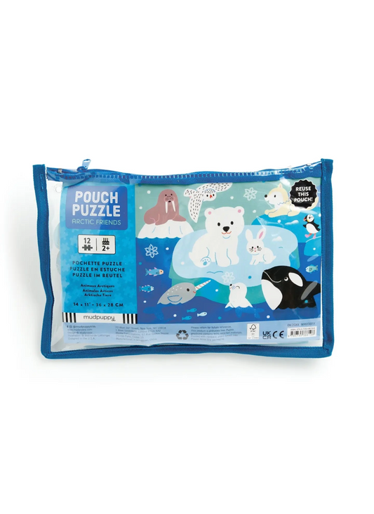 Designed with extra-thick pieces for children two and older. Ingela Arrhenius has illustrated an underwater look at a porpoise, sea turtle, sea star, seahorse, fish, and kelp, all brightly colored. If you prefer a frosty adventure featuring adorable polar pals go for the Artic set. The convenient pouch keeps pieces together for on-the-go fun, whether at home or during travel. Watch your little one's face light up as they connect each piece.