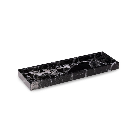 Elevate your bathroom with timeless elegance using the Atticus Marble Bath Tray, expertly crafted from genuine marble. Each piece showcases naturally occurring veining patterns, making every tray a one-of-a-kind work of art. Whether used for candles, toiletries, fragrances, or small accessories, this tray enhances everyday routines with understated sophistication.